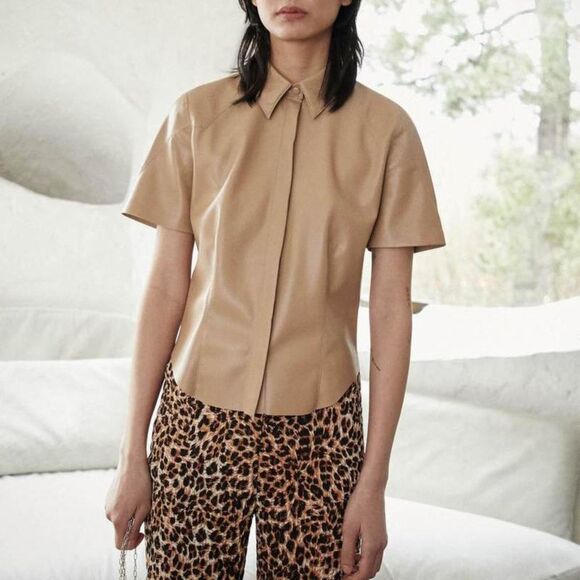 NANUSHKA Clare Vegan Leather‎ Button Down Sz Small - Picture 1 of 5